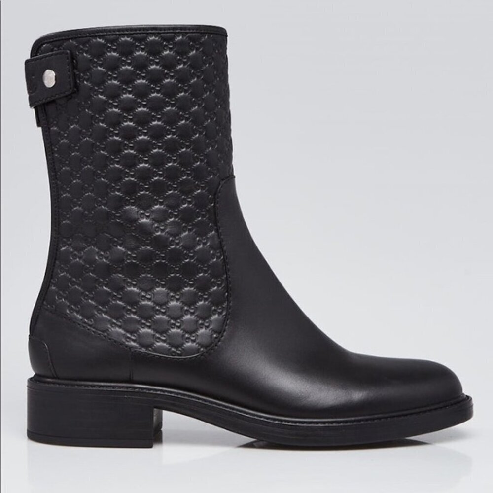 Gucci Microguccissima Leather Ankle Boots Black Size 37.5 / 7.5
